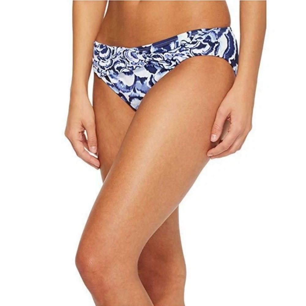 Tommy Bahama Blue White Floral Hipster Bikini Bottoms Women’s Large NWT